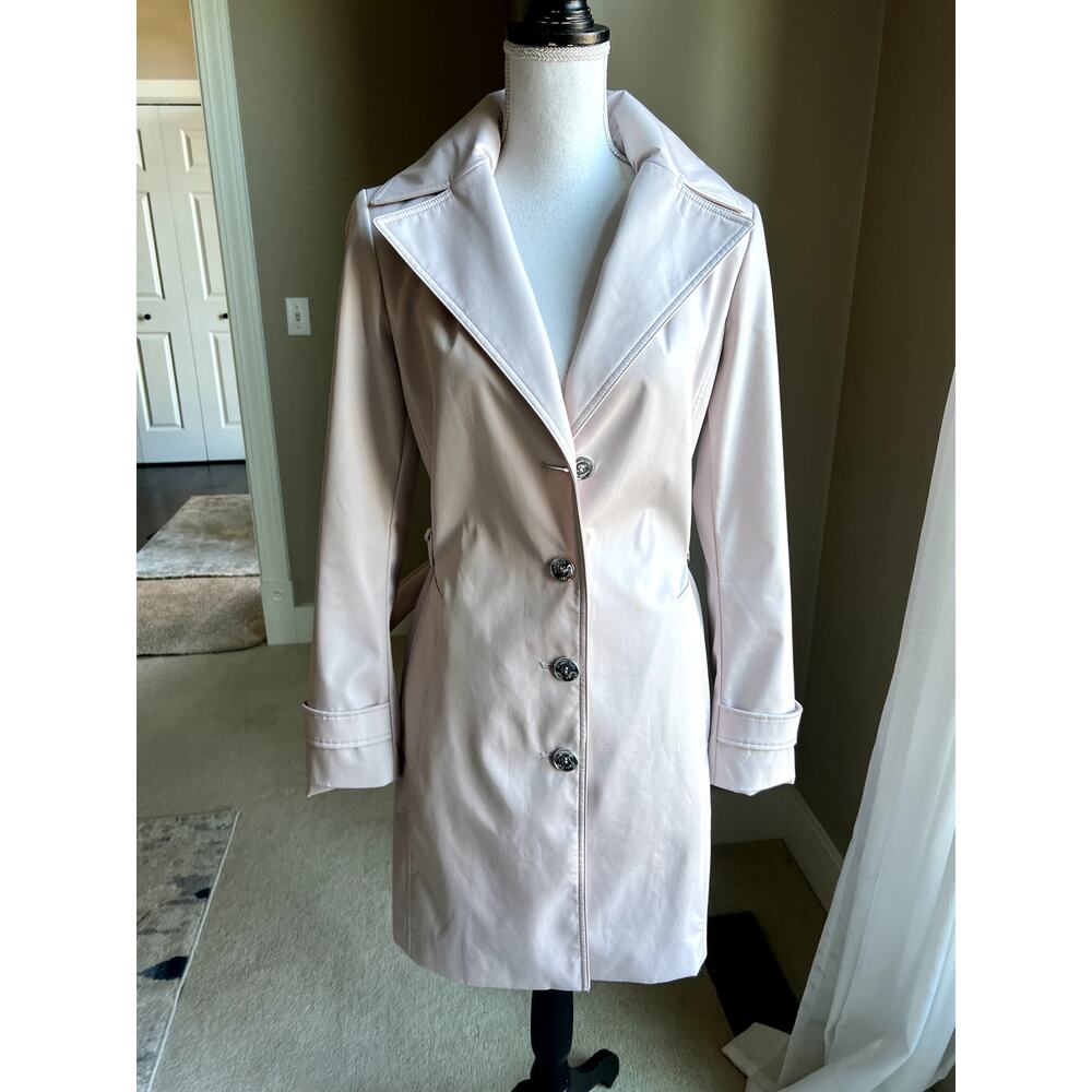 NWOT Calvin Klein blush pink belted water resistant trench coat size S - Picture 7 of 11